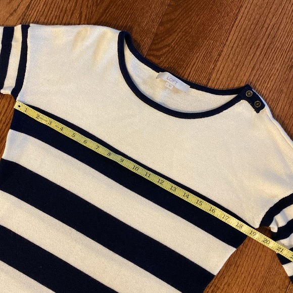 Ann Taylor Loft women’s knit sweater striped Marino wool blend l/ s dress sz L - Picture 8 of 12